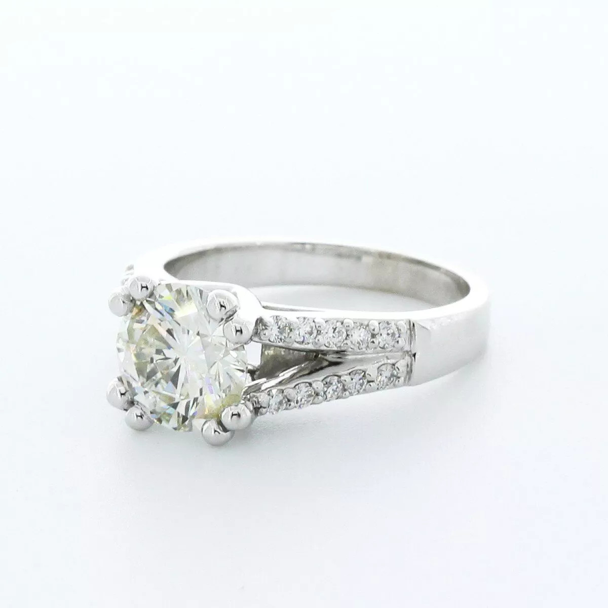 Side Stone Engagement Ring Solid 14K Gold 2.53 CT Round Lab-Grown Diamond J SI2