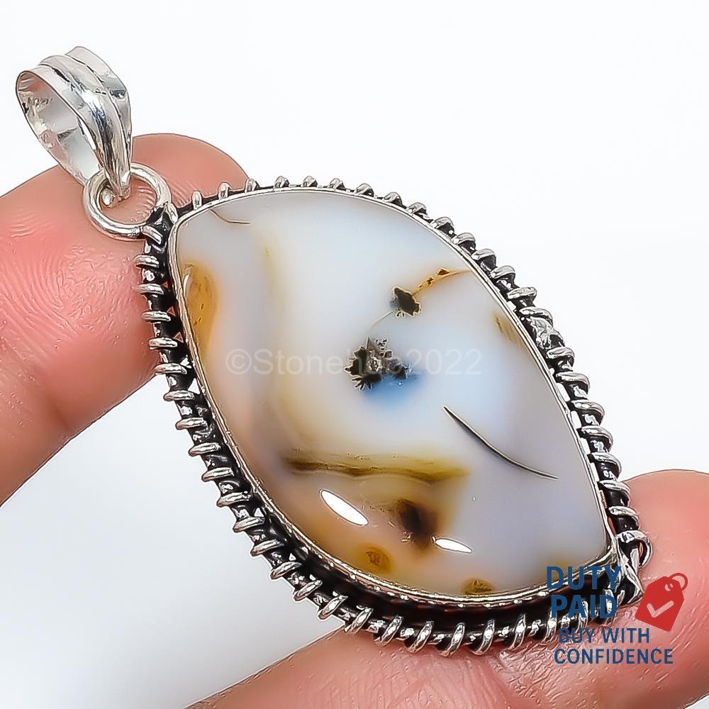 Sterling Silver Plated Genuine Agate Elegant Channel Set Wedding Pendant Jewelry