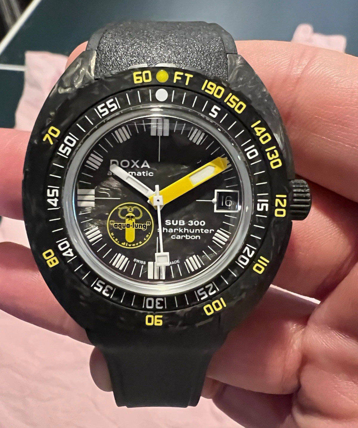 DOXA SUB 300 U.S. Divers Aqua Lung Carbon Diver 42mm Box and Papers