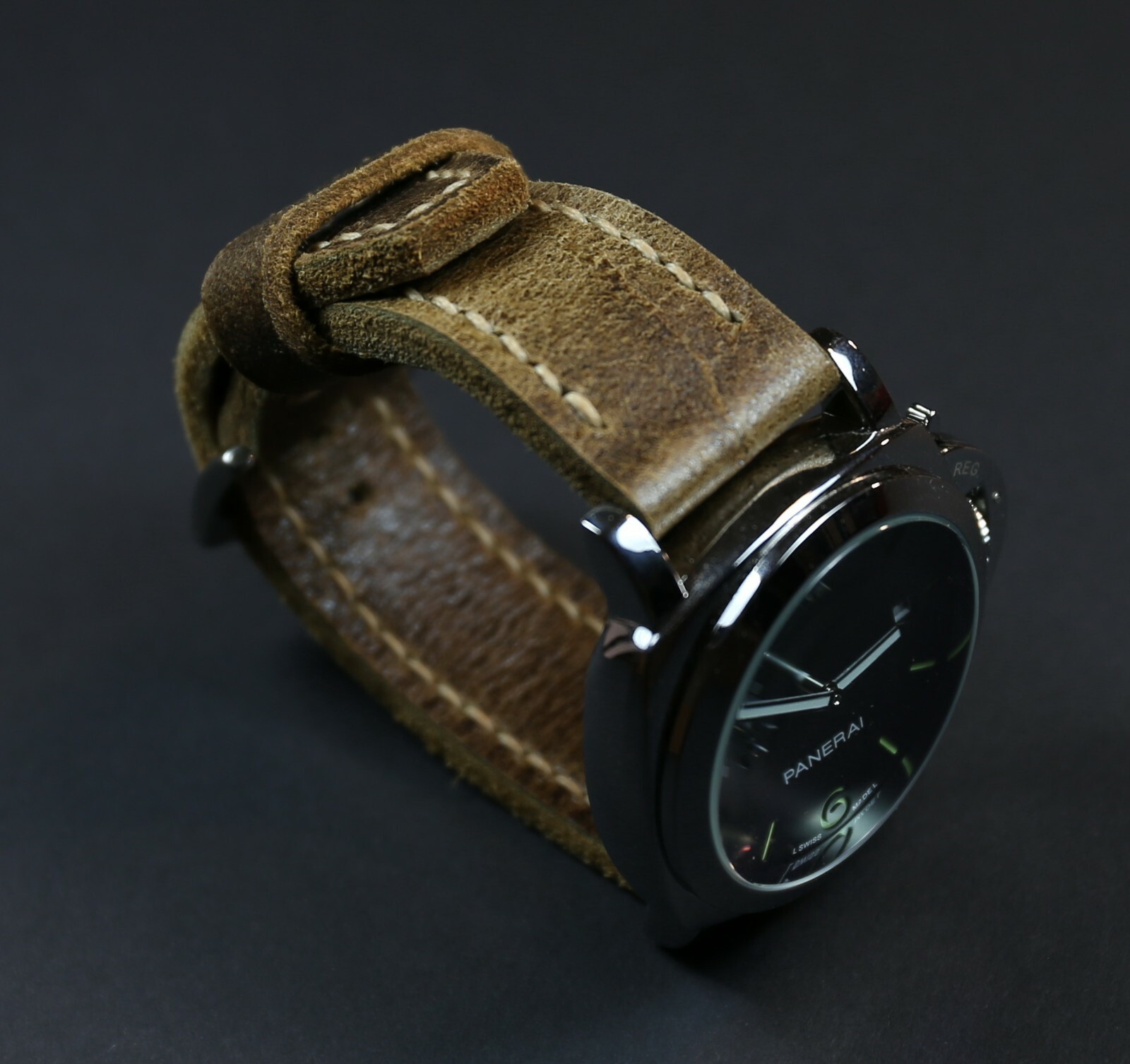 Brown Leather Watch band Soft Thick Distressed for PAM Handmade strap 18 – 26mm