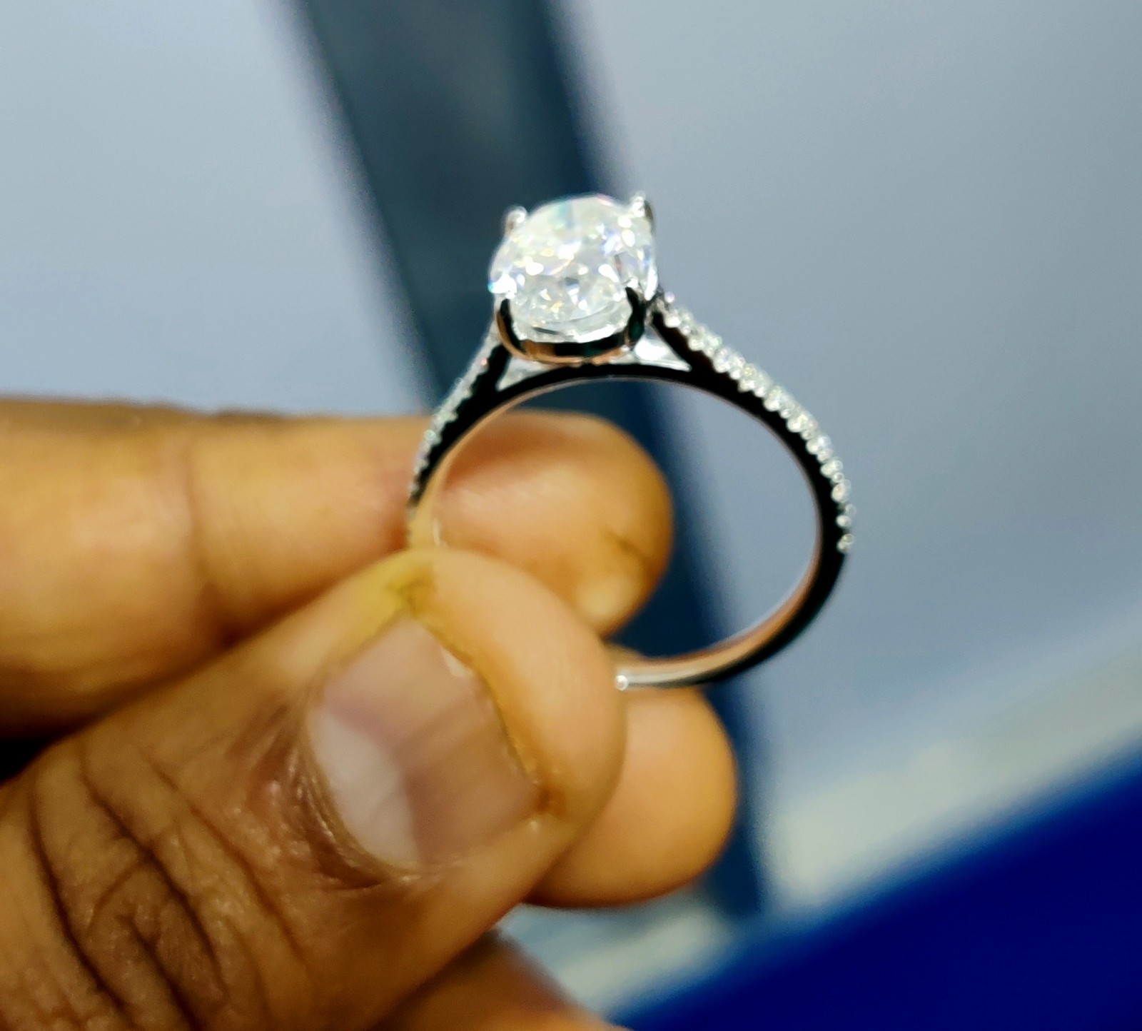 1.20Ct Oval Lab Created Diamond Solitaire Engagement Ring 14KWhite Gold Plated