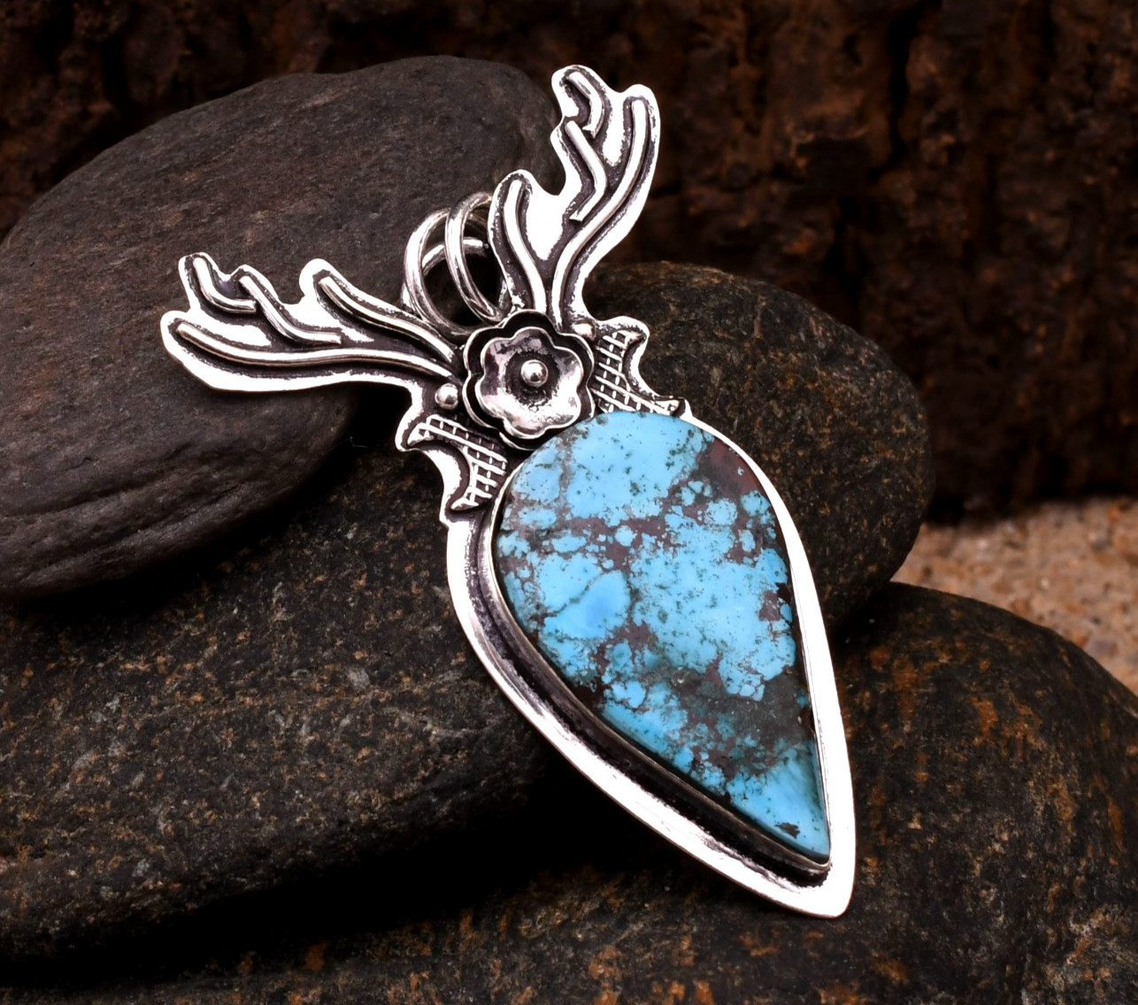 Turquoise Gemstone 925 Sterling Silver Jewelry Pendant Approx – 1.66″