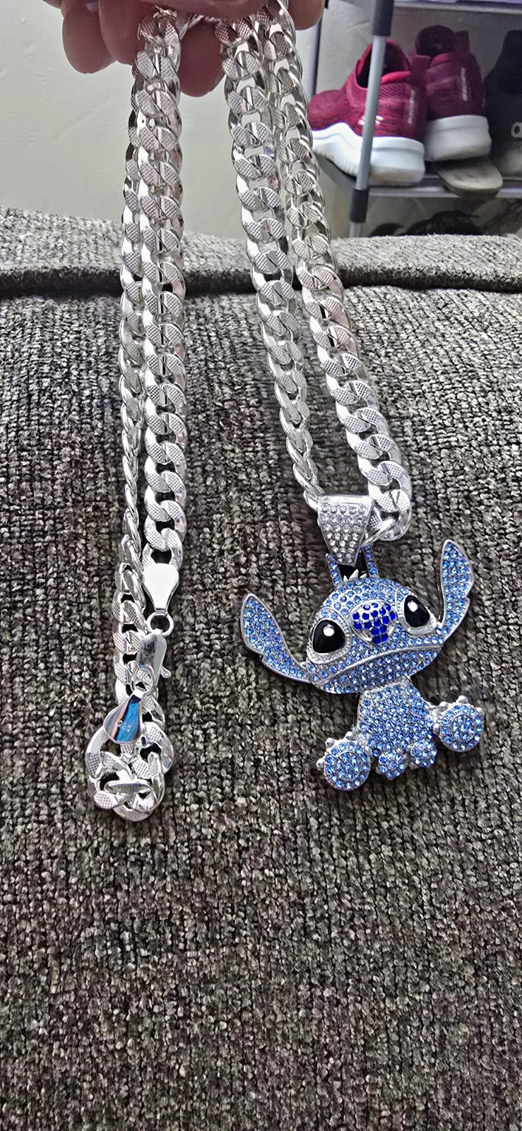 925 Stamped Diamond Cut Cuban With Stitch Pendant