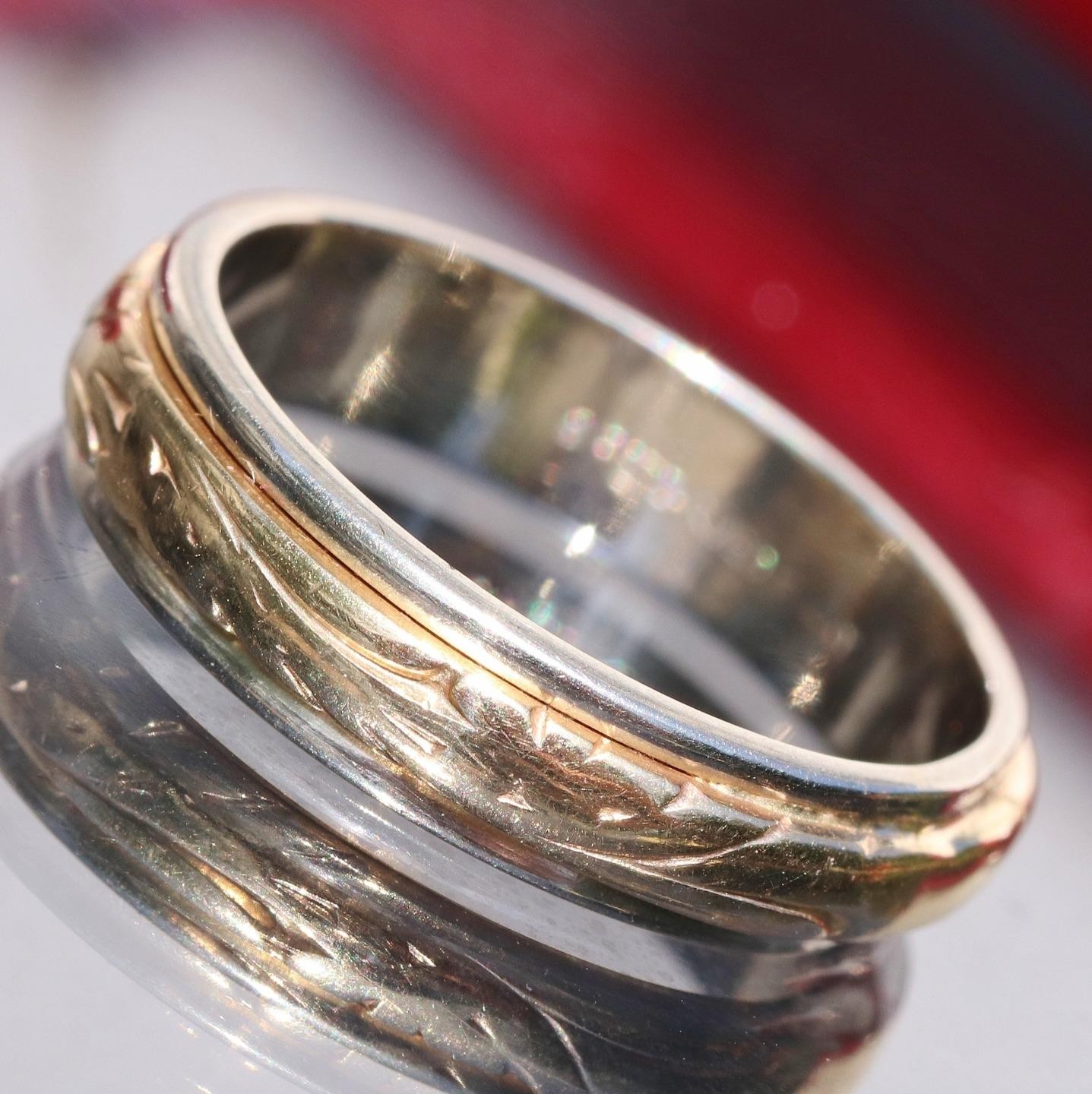 14k gold multi tone wedding band ring sz 6 handmade antique 4.85g Artcarved N304