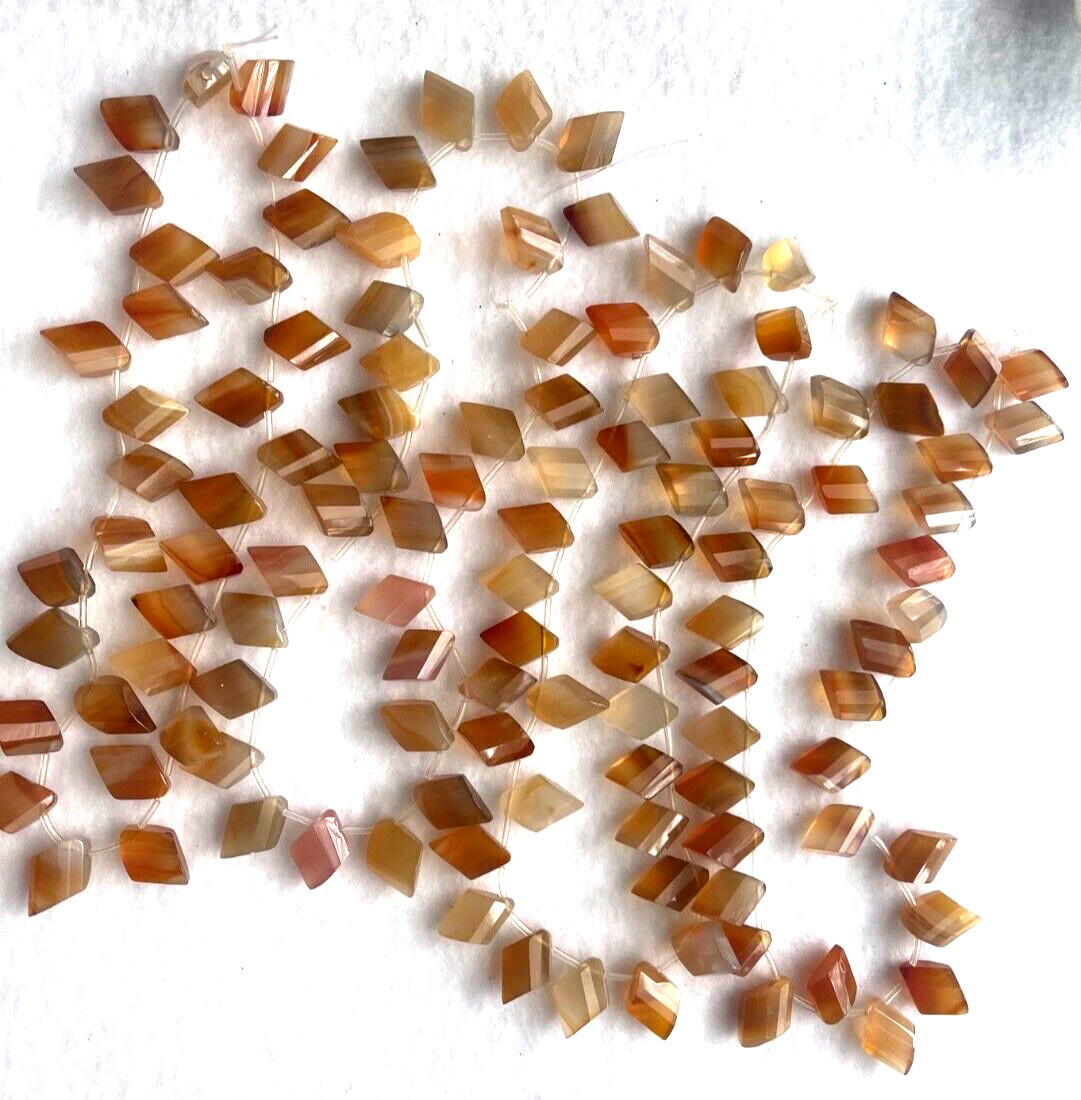 ONE 15″ STRAND OF GENUINE FACETED KITE SHAPE CARNELIAN 19X13M BELOW WHOLESALE!!!