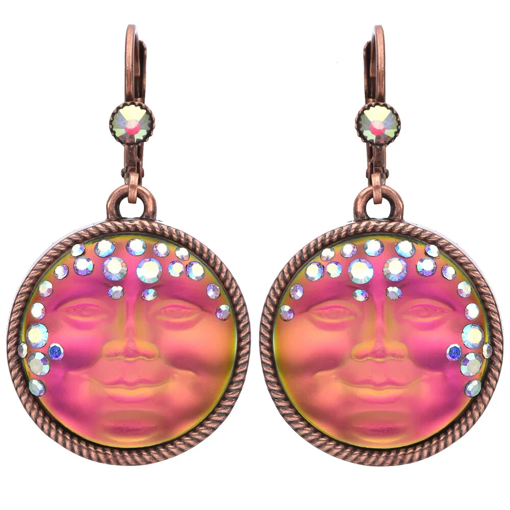 KIRKS FOLLY MYSTIC GODDESS SEAVIEW MOON COMPASS ROSE EARRINGS COPPER OX IRIDIS