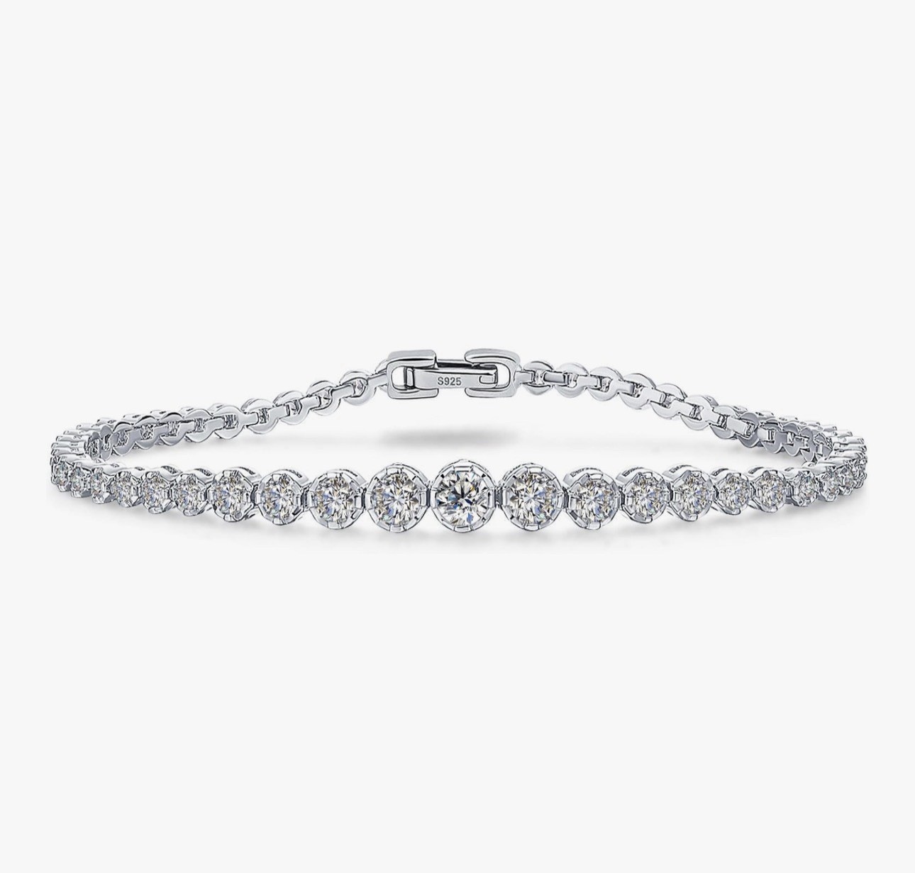 Moissanite Tennis Bracelet D Color VVS1 Graduated 3.17ct 6.5INCH 925 Silver Gift