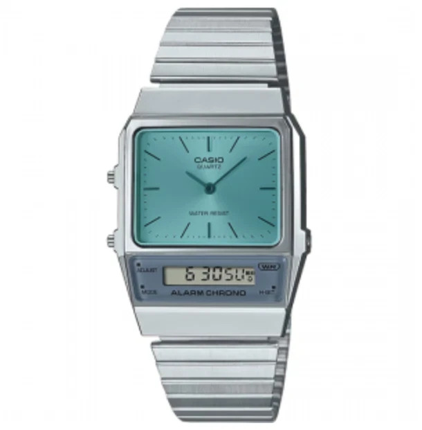 Casio AQ-800EC-2A Retro Analog Digital Watch Blue Dial Stainless Steel Unisex
