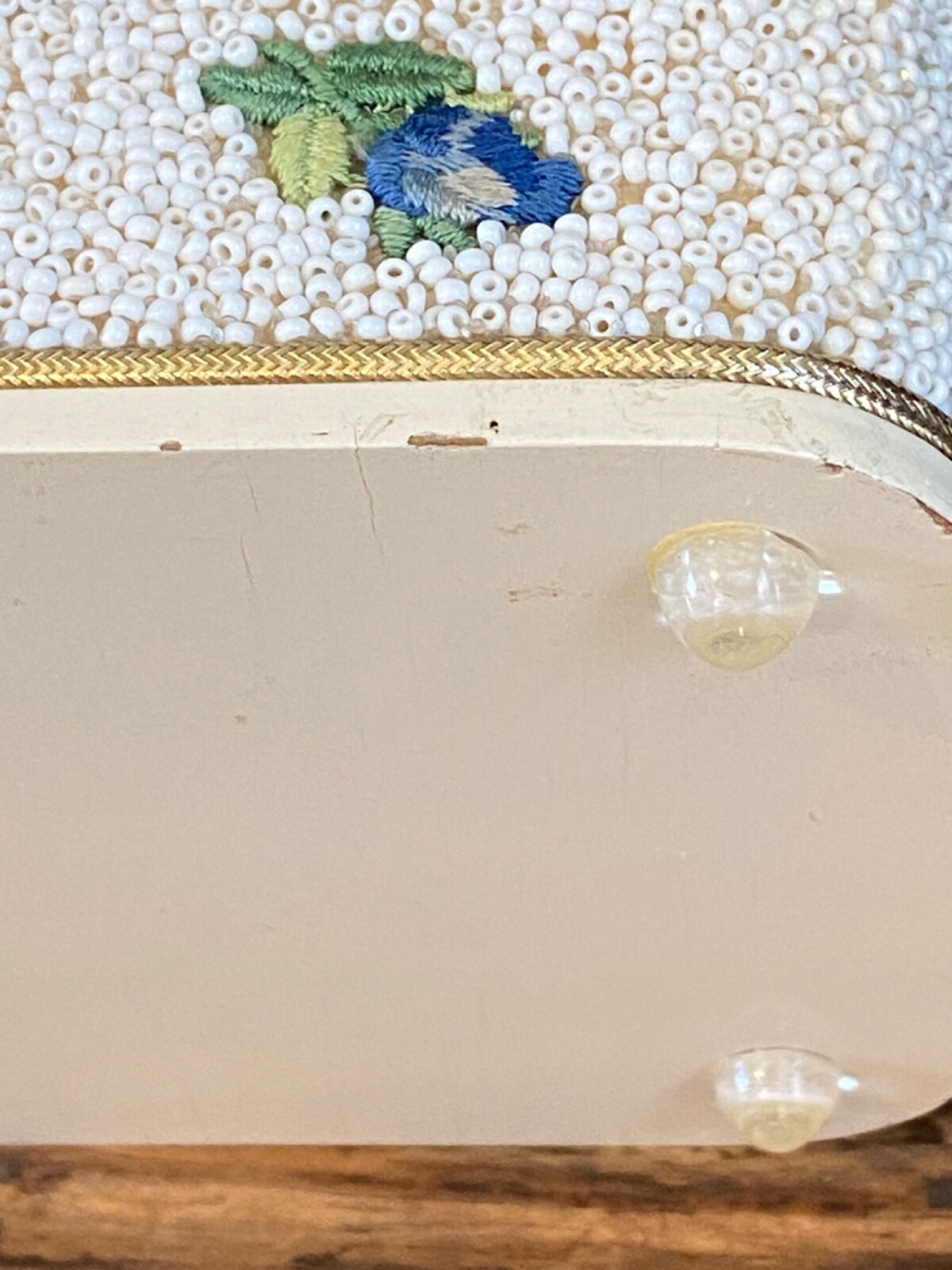 Vintage 50’s Midas of Miami Beaded Acrylic Lucite Purse Handbag Box