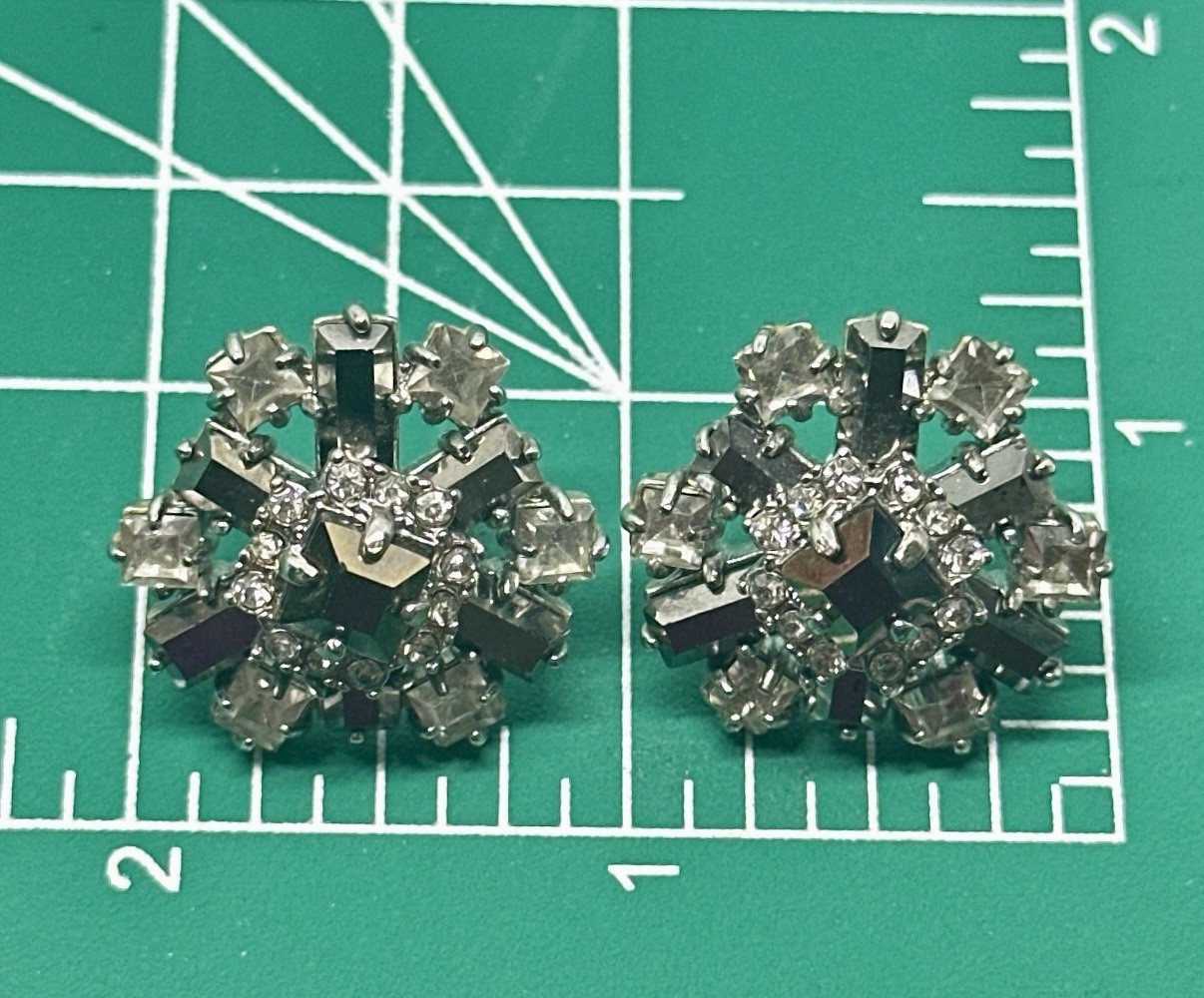 Kate Spade? SPACE AGE FLORAL STATEMENT EARRINGS BLACK RHINESTONE STUDS