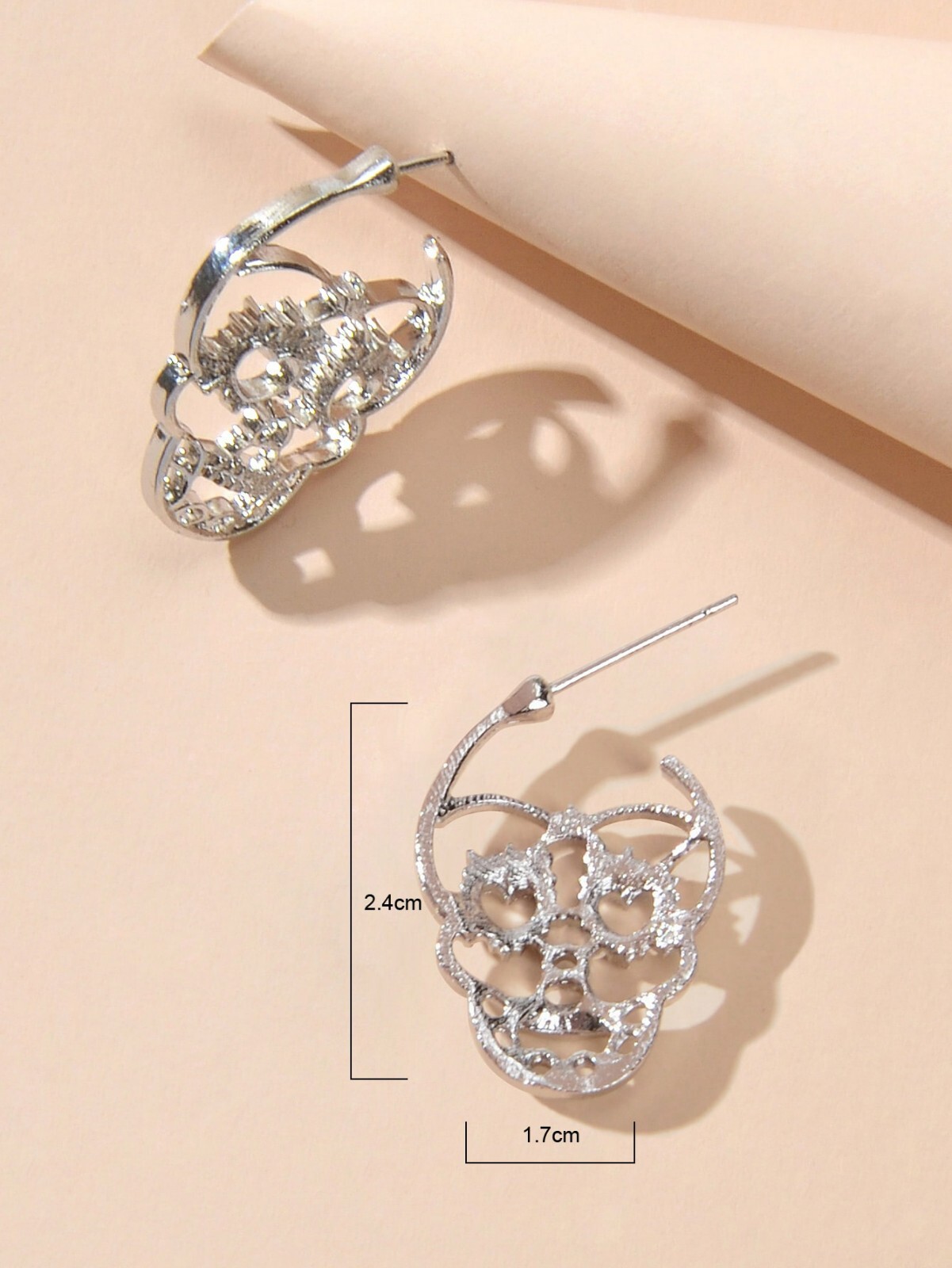 Punk Goth Hip Hop Style Jewelry Skull Head Small Stud Grunge Rock Earrings Gift