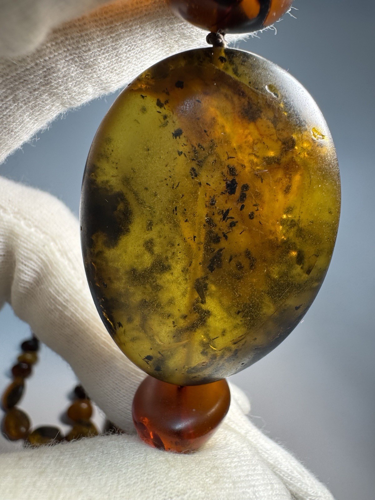 Natural Baltic Amber Statement Necklace, Dark Cognac Butterscotch 79g 80cm