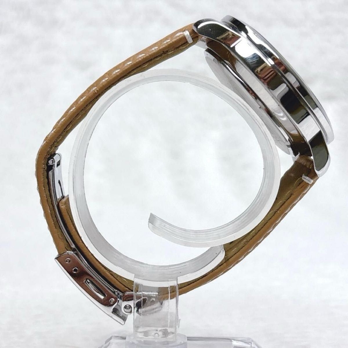 agnes b. SAM Solar Chronograph White Dial Men Leather Watch V172-0AW0