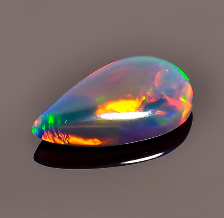 Natural Black Ethiopian Opal Pear Shape Cabochon Loose Gemstone 3.19 Ct 17X9X4mm