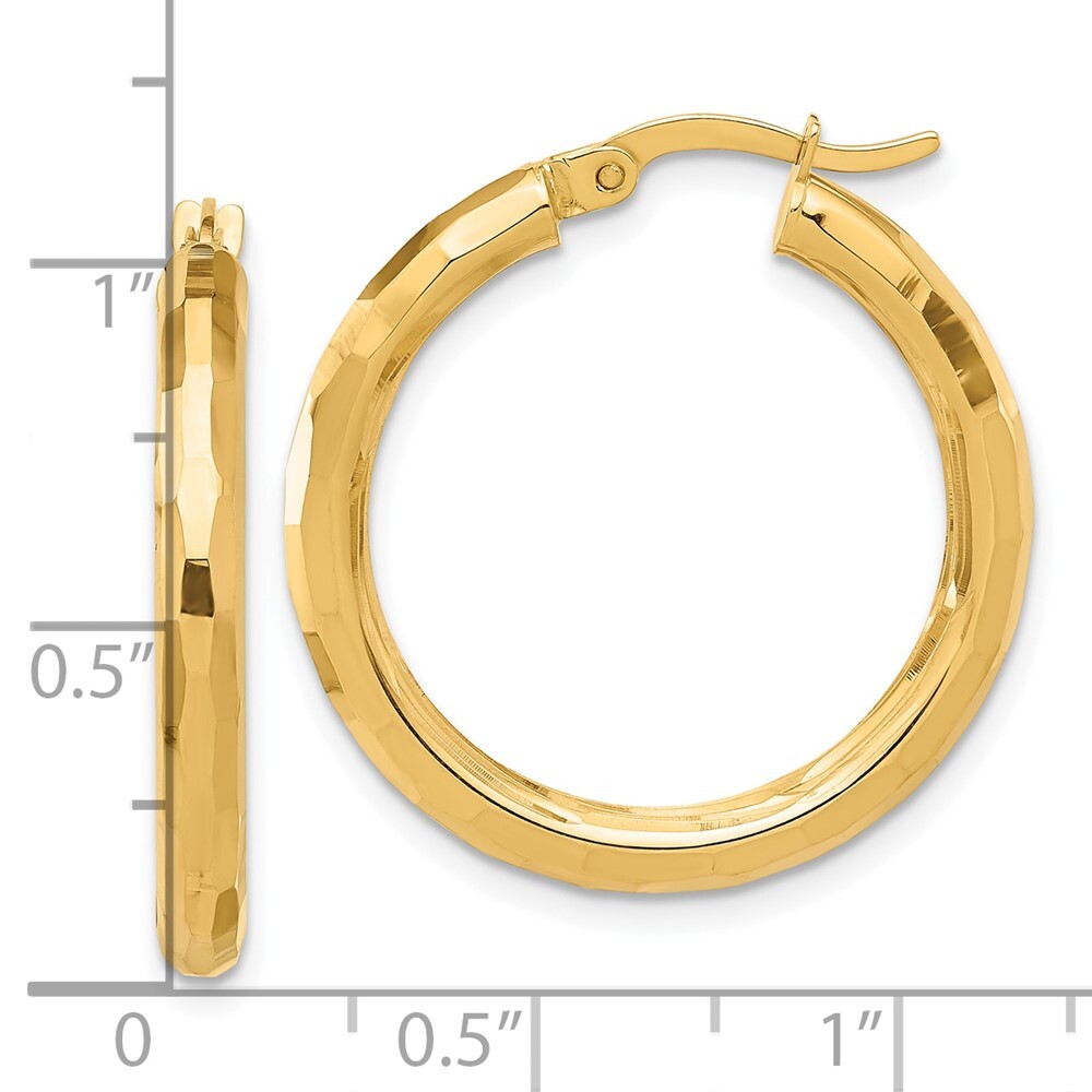 27.75mm 14K Yellow Gold Polished and Diamond-cut Hoop Earrings TF2210
