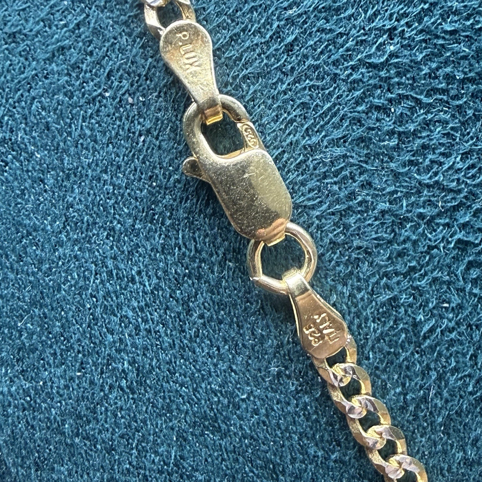 Curb Diamond Cut Chain Gold Plated Solid 925 Silver Two Tone ITALY 18” 2.7mm