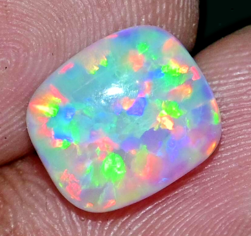 Natural Play of Color Ethiopian Fire Opal 4.10 Ct Cabochon Certified Gemstone