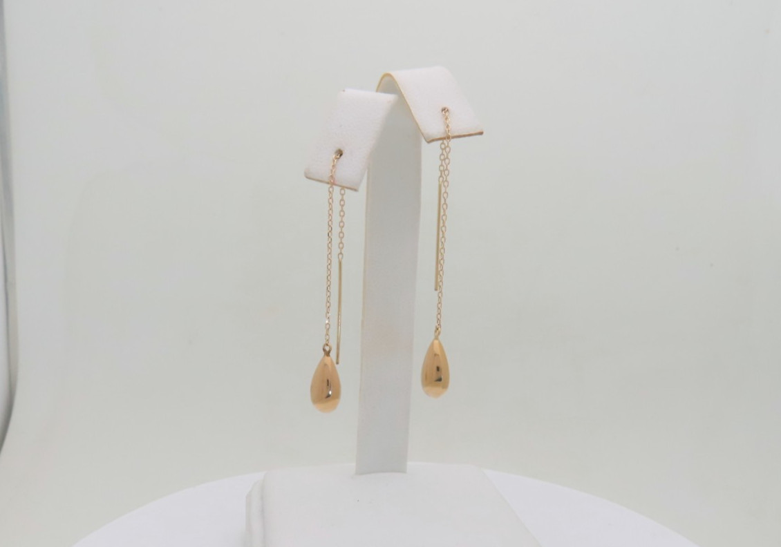 Gold Earrings 14k Solid Gold Threader Earrings Dangle Sexy Womens Jewelry E318