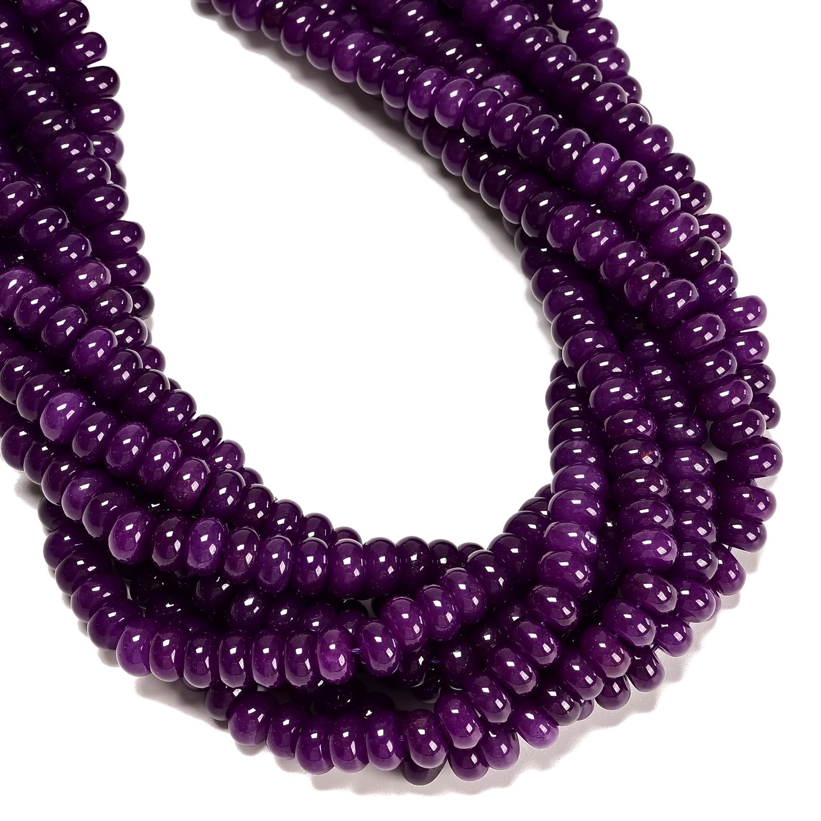 Sugilite Color Dyed Jade Smooth Rondelle Beads Size 5x8mm 15.5″ Strand