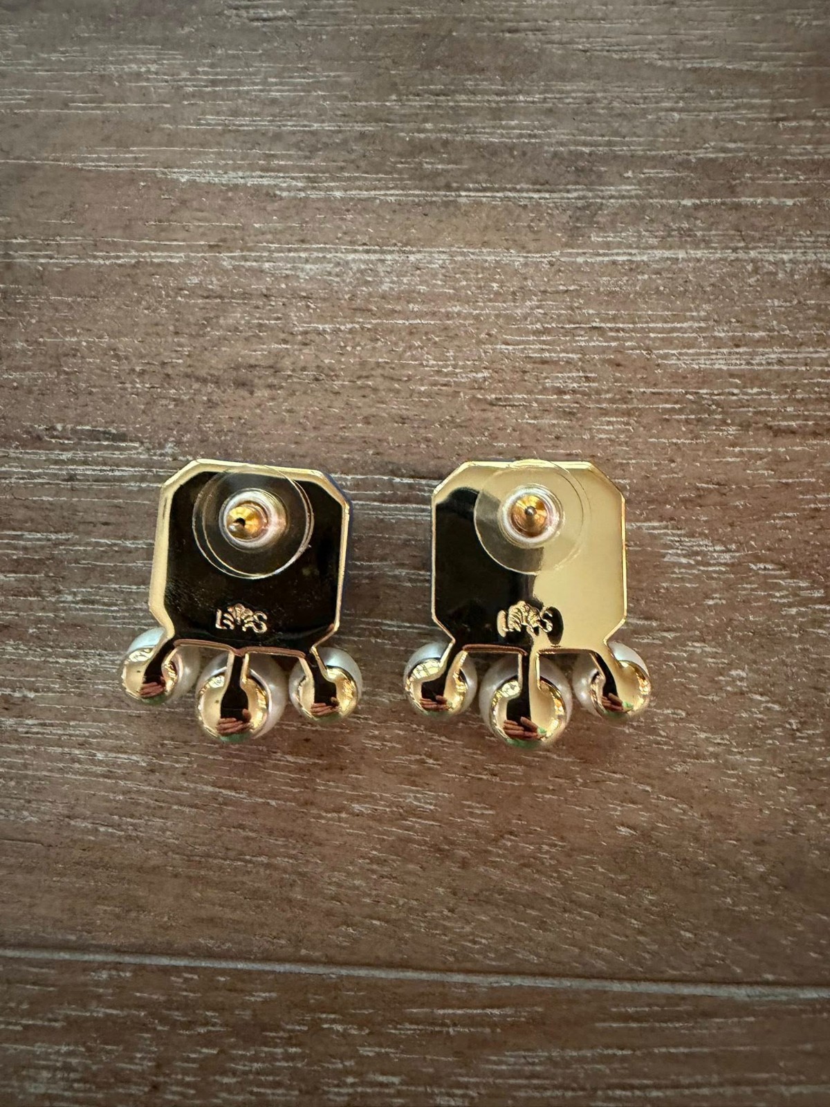LELE SADOUGHI Paddle Button Blue Cobalt Square Pearl Stud Earrings NWT