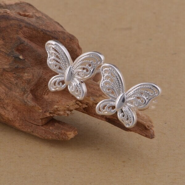 Women’s Fashion Jewelry Silver Butterfly Shaped Dangle Drop Earrings 1-203