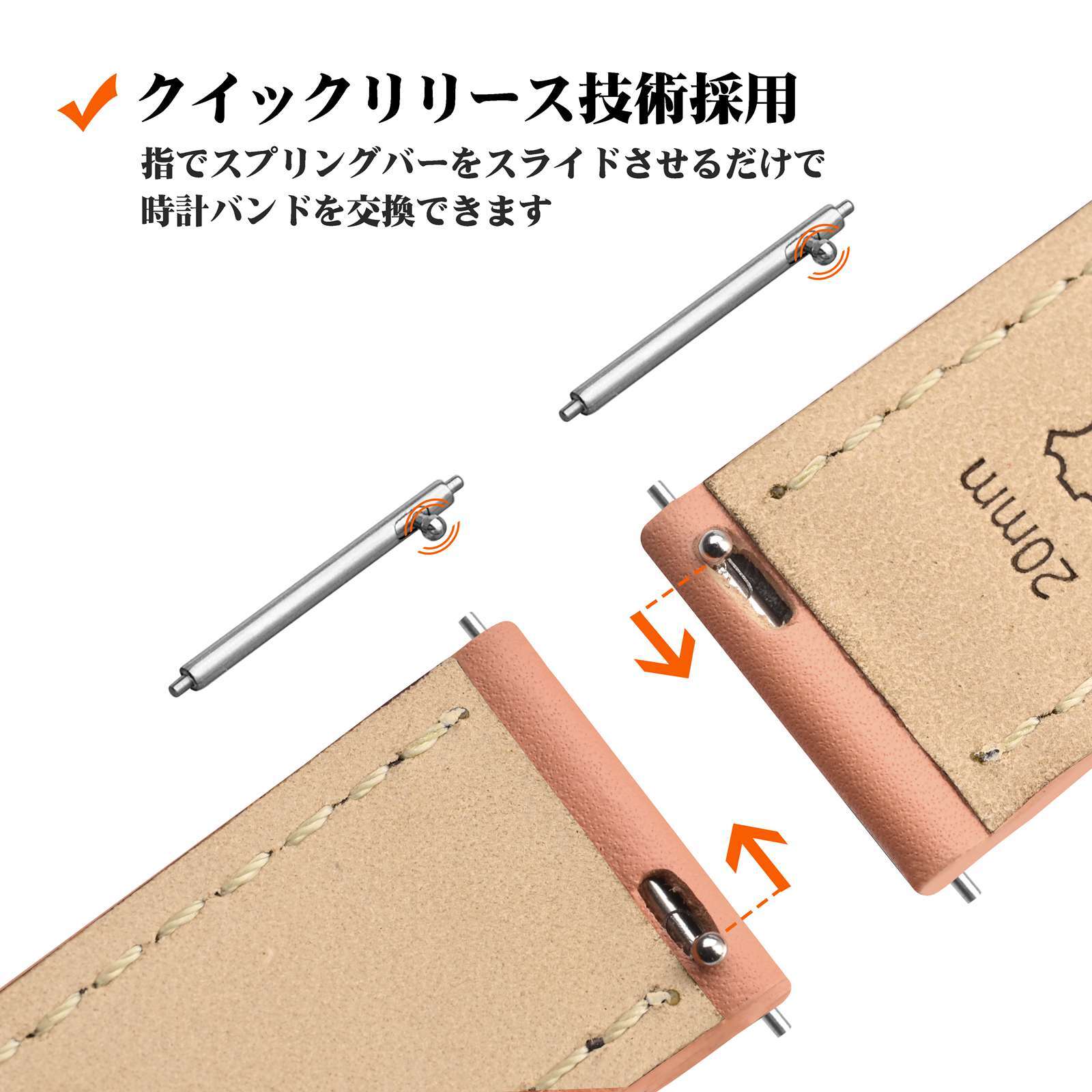 ANNEFIT Genuine Leather Watch Band 18mm 19mm 20mm 21mm 22mm Quick Release