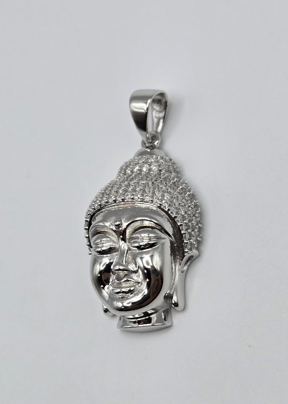 NEW Solid 925 Sterling Silver Buddha Meditation Pendant 4.0CTW MOISSANITE, USA