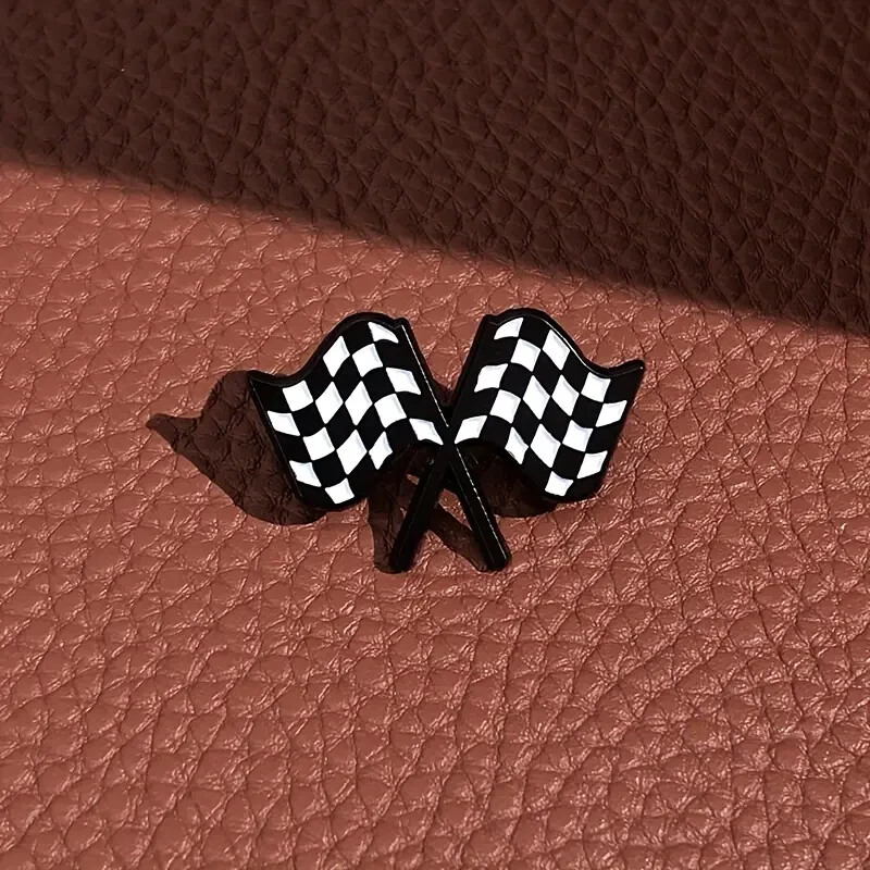 Racing Flag Enamel Pins Black White Checkerboard Commemorative 4 Motor Racing