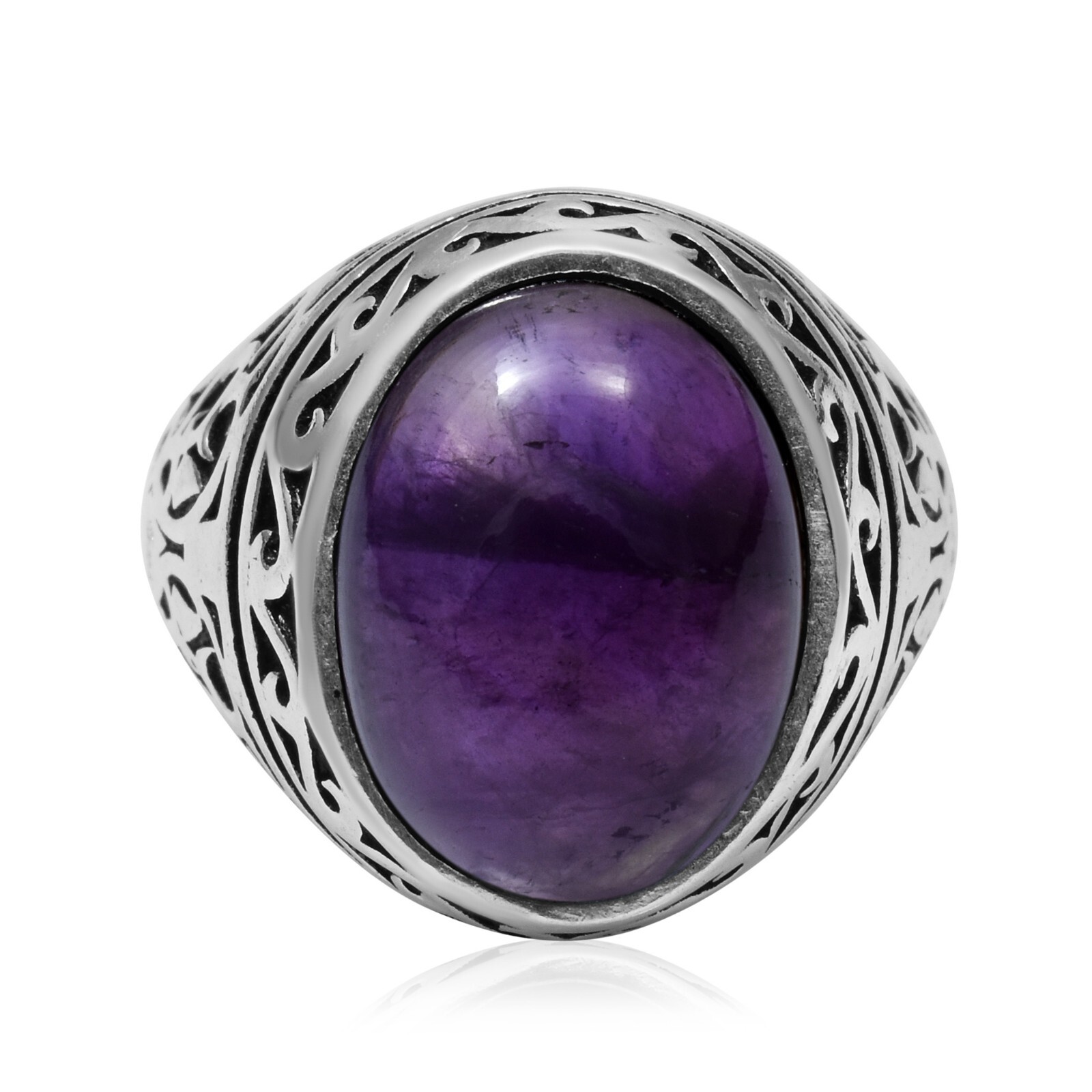 Amethyst Gemstone Ethnic Handmade Ottoman Arabic Style Ring All Size Available