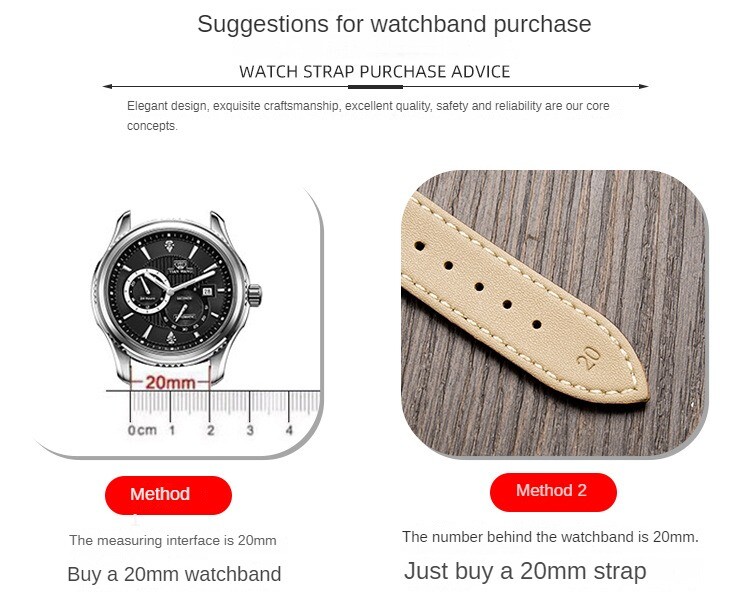 Head layer leather strap with calf leather needle buckle watch strap 12-24mm