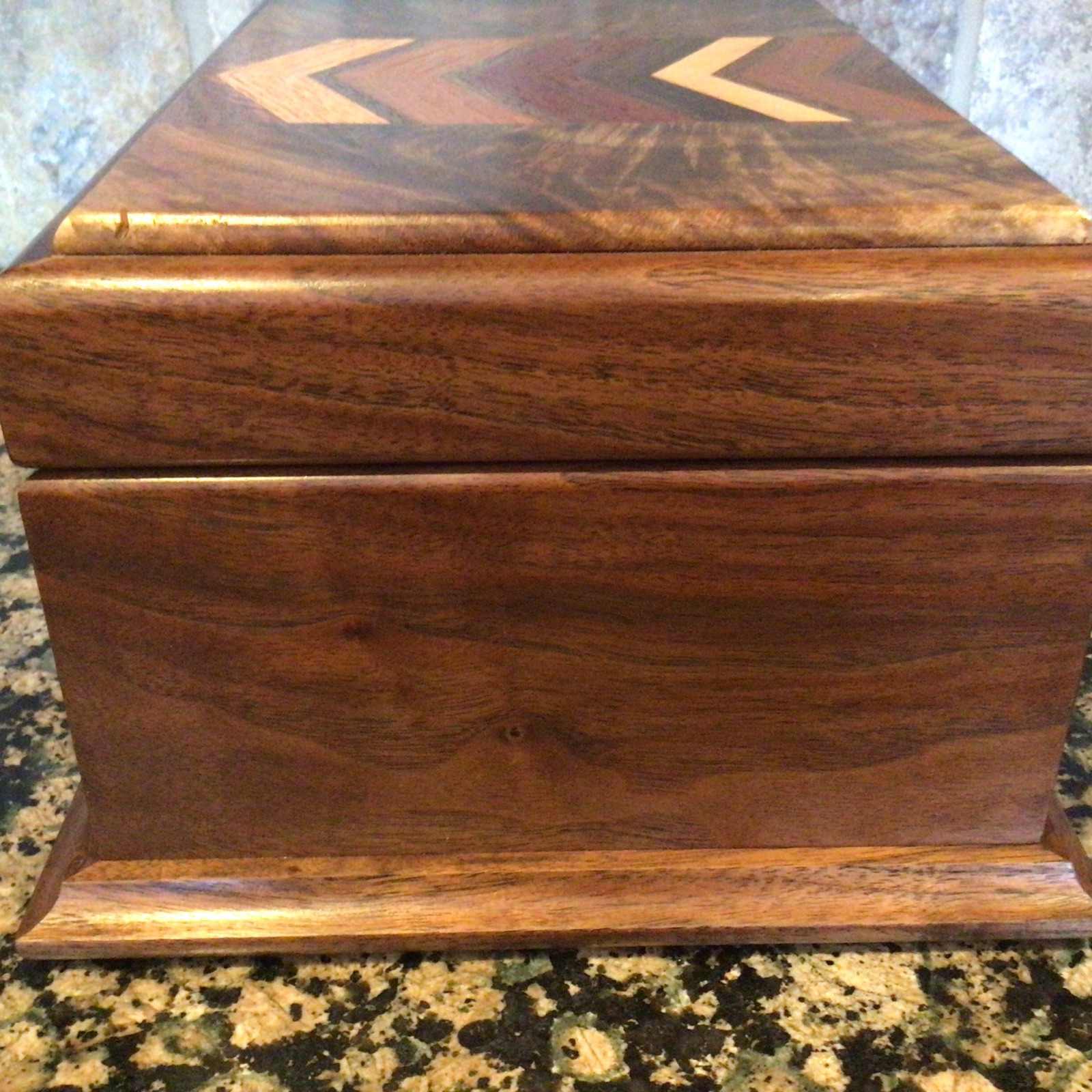 Georgous Solid Walnut-Brass Inlay Jewelry/Keepsake Chest