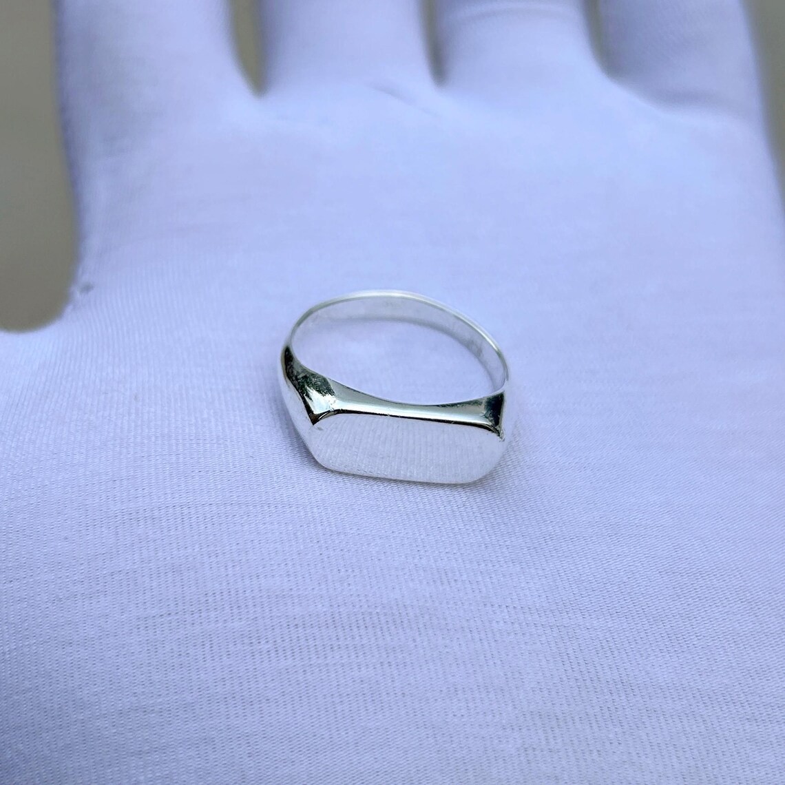 Classic Men’s Plain 925 Sterling Silver Ring, Minimalist Smooth Band Biker Ring