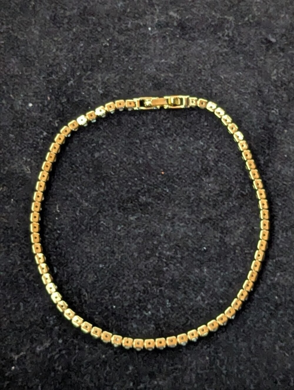 Gold-Tone Clear Crystal Tennis Bracelet or Anklet Jewelry Dainty Luxury 8.5 Inch