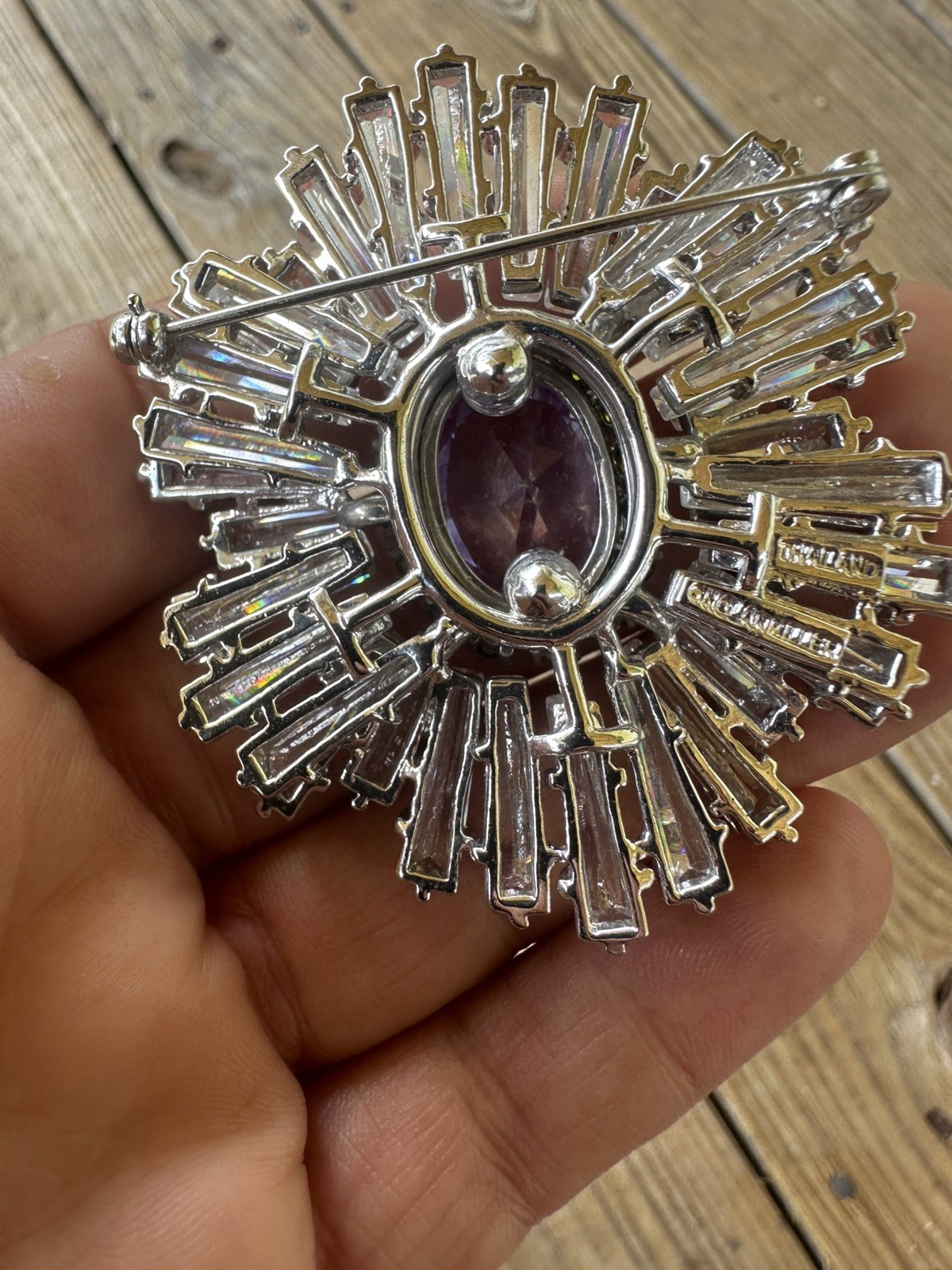 Nolan Miller Brooch Imitation Lavender Alexandrite Crystal Ruffle Brooch. RARE.