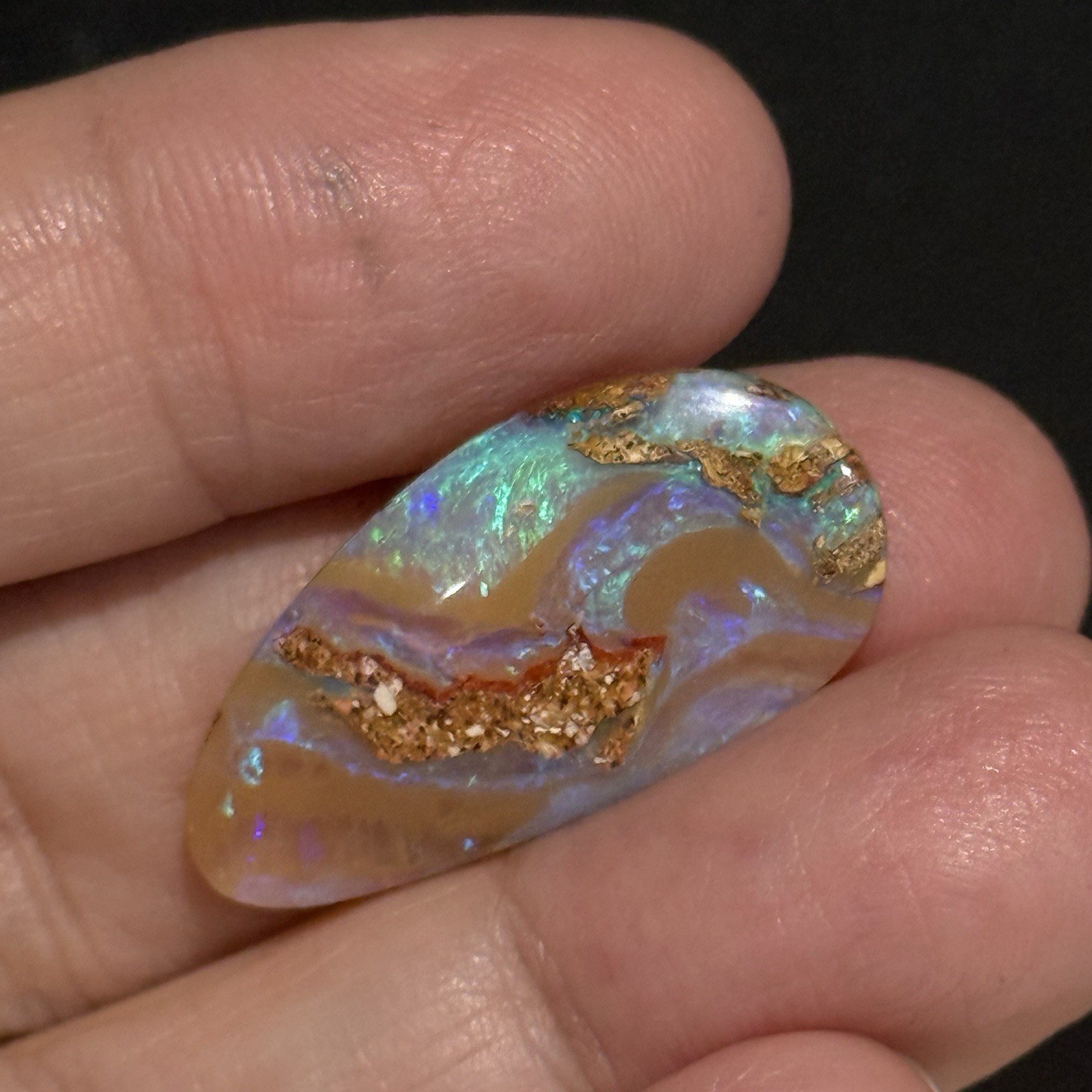 12.6ct 28.65×14.3×4.7mm Crystal Pipe Australian Boulder Opal Cabochon Gem