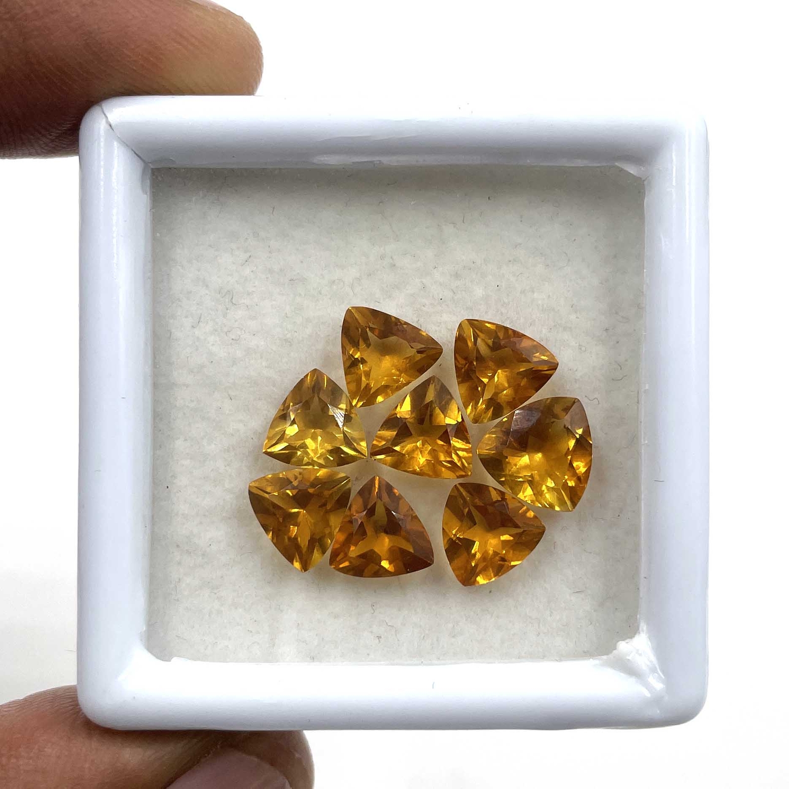 Natural Brandy Citrine Trillion Cut Loose Gemstone Lot 8 Pcs 7-8 MM 8 CT