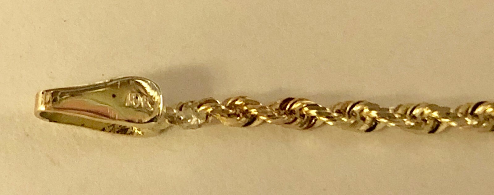 10k Yellow Gold 16″ Solid Diamond Cut ROPE Pendant Chain/Necklace 2mm 3 Grams