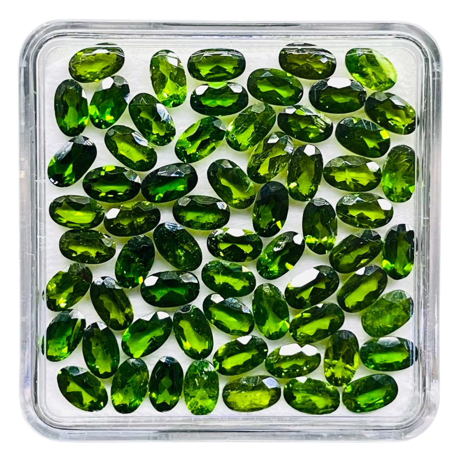 Natural Chrome Diopside 30 Pcs 5x3mm Oval Cut Vivid Green Loose Gemstones Lot