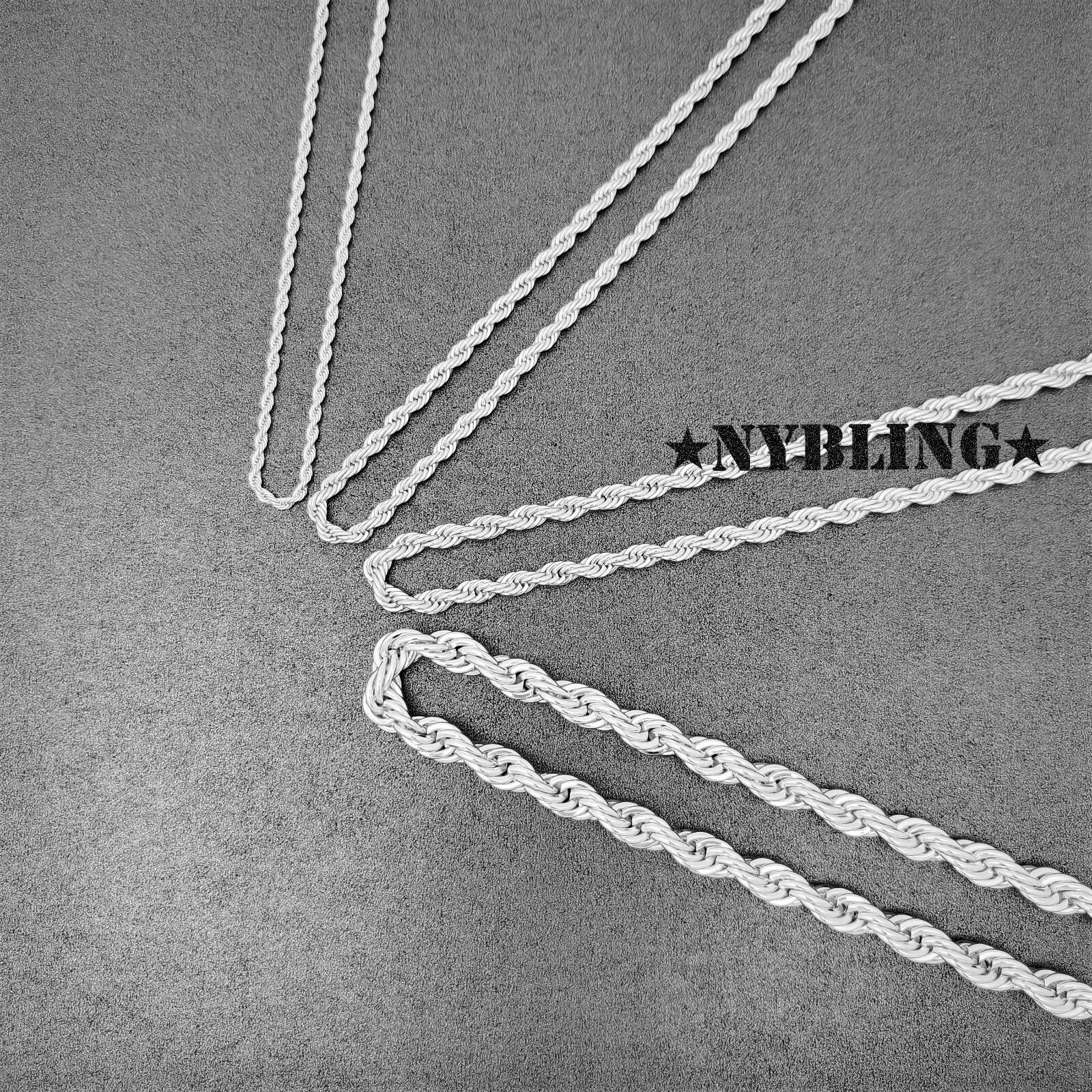 Rope Chain Necklace 3MM to 10MM, 16″ to 30″ Mens Hip Hop Gold Plated Jewelry
