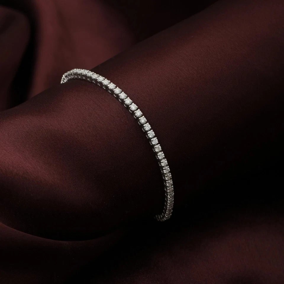 Round Cut Natural Diamond Certify Tennis Bracelet For Propose 14k White Gold