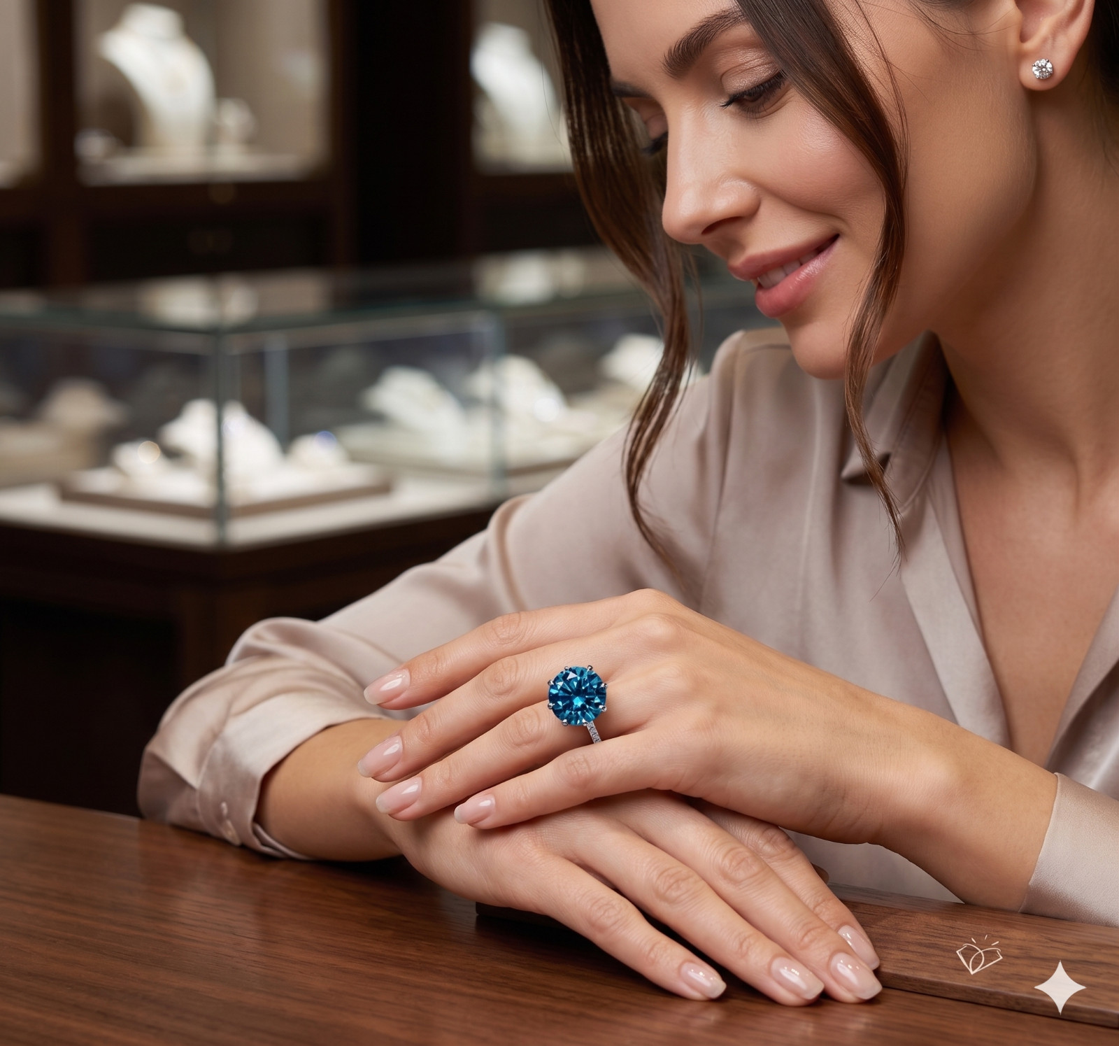 Amazing 6.00 Ct Cerulean Blue Diamond Solitaire Ring, Great Sparkle. FREE Studs
