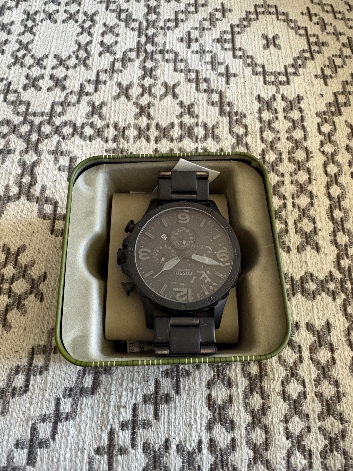 Fossil Nate Quartz Stainless Steel Chronograph Watch, (Model JR1353)