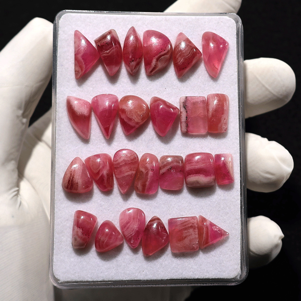 25 PC Blush Wave Cobalt Calcite Cabochons – 8mm-14.7mm – Organic Banding Parcel