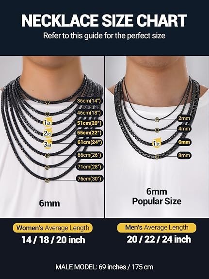 Stainless Steel Box Link Chain Necklace Men Silver Gold Black 14-30in