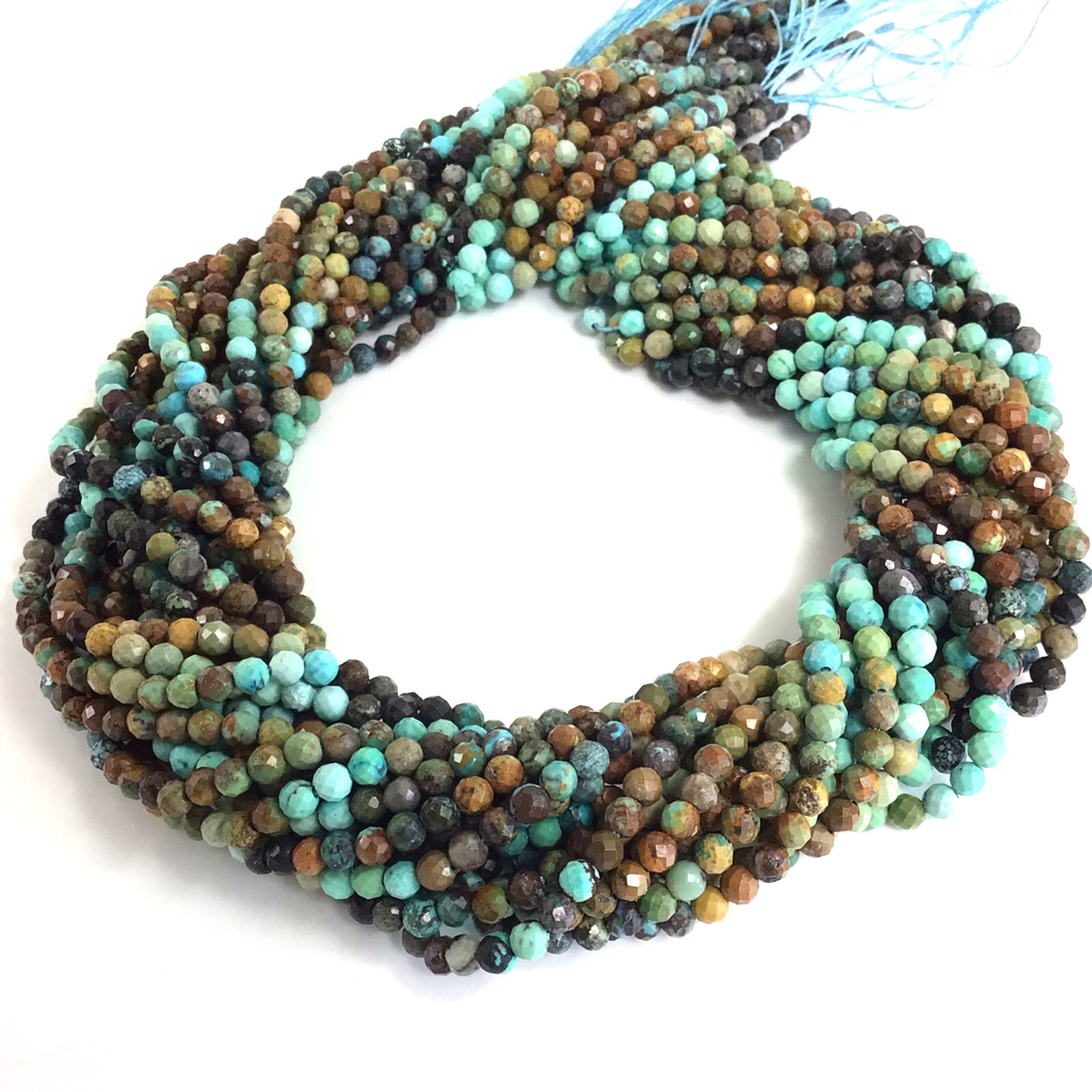 4mm Grade AAA Genuine Natural Turquoise Brown Blue Green Faceted Round Bead 15″