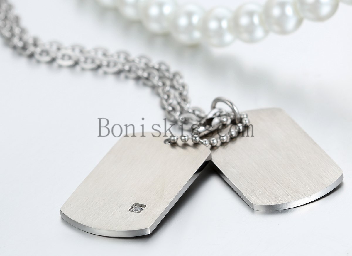 Men’s Personalized Engraved Custom DIY Photo Picture 2 Dog Tags Pendant Necklace