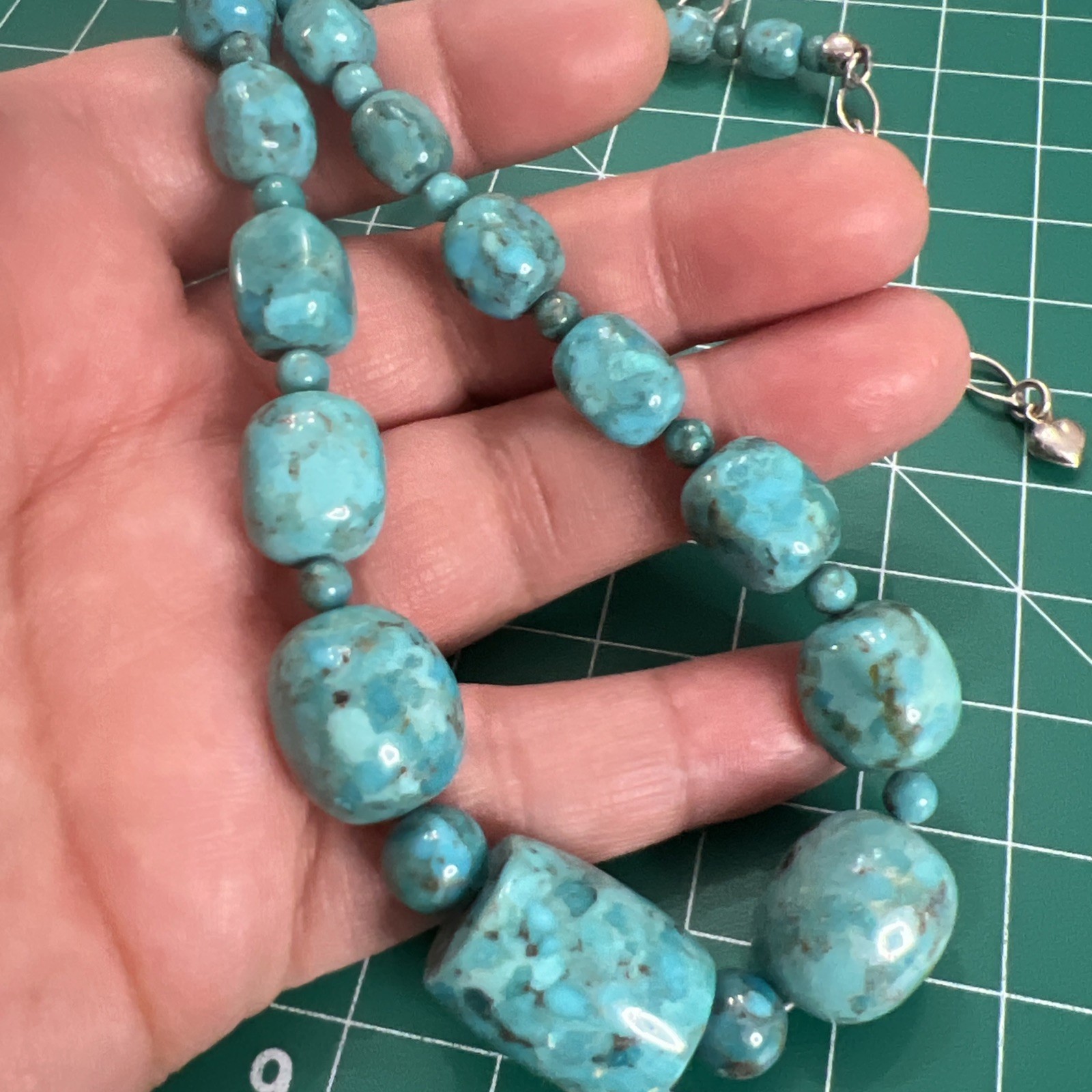 Mine Finds by Jay King DTR Turquoise Beaded Necklace Sterling 925, 17.5”-20.5”