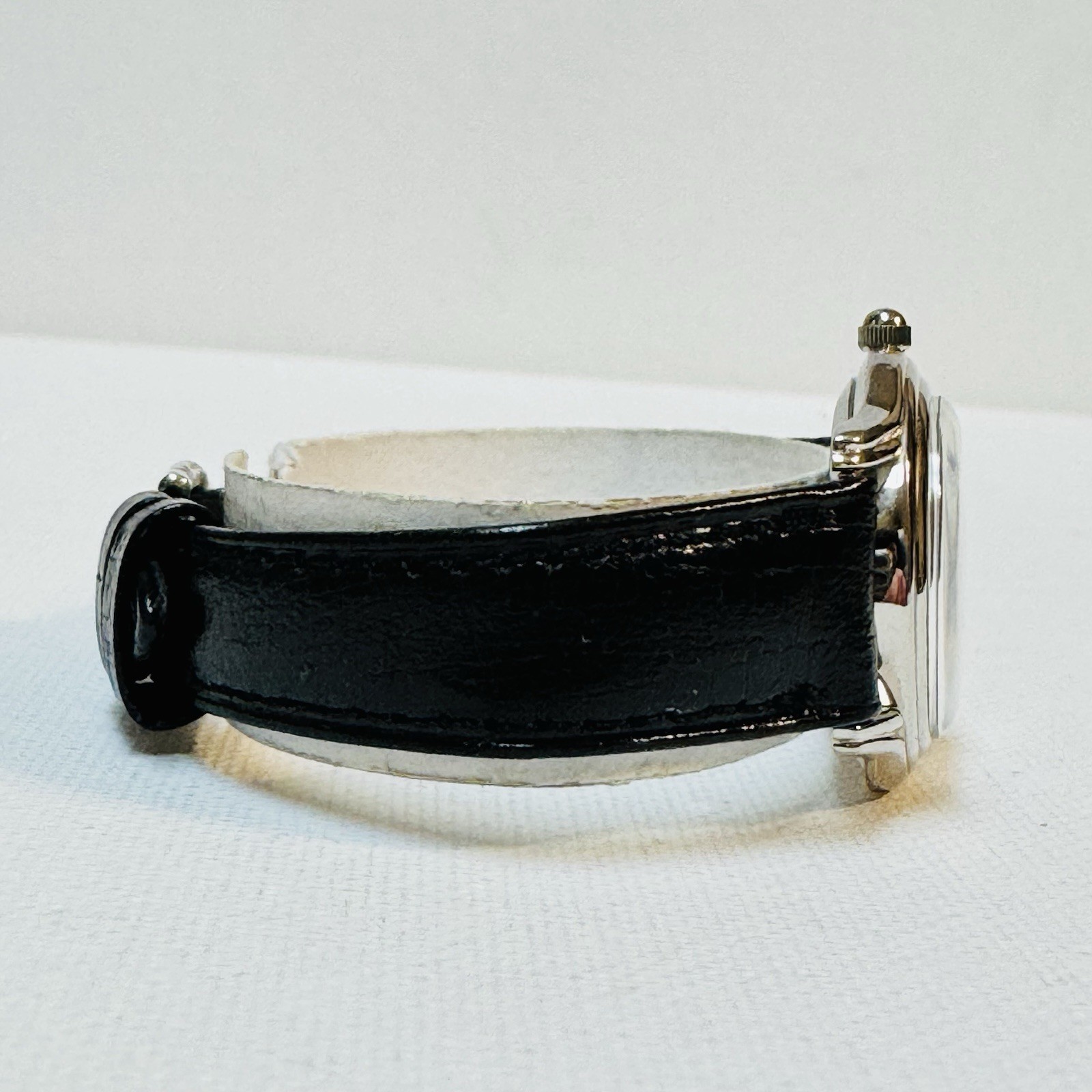 Rare Vintage Fossil Palermo Retro Age Women’s Watch Silver Black Dial Leather