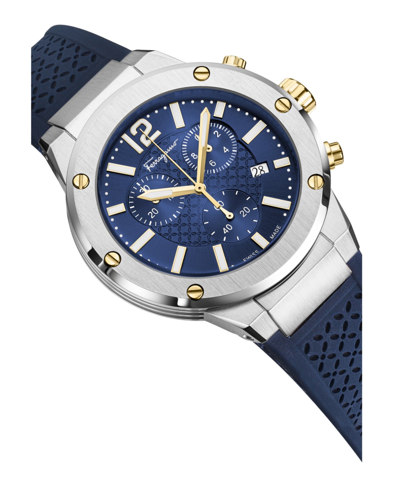 Ferragamo Mens Stainless Steel 42mm Strap Fashion Watch