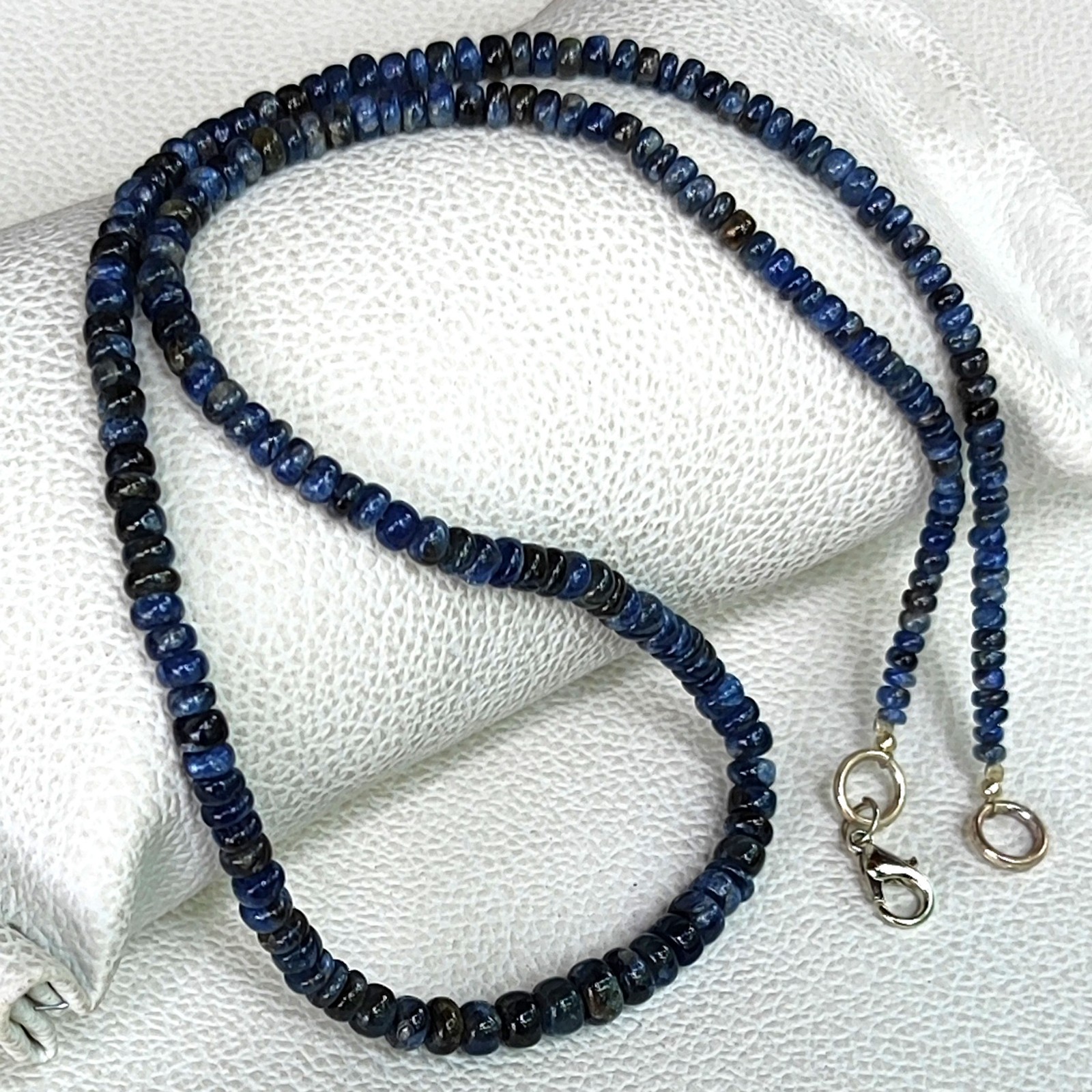Natural Australian Blue Sapphire 3.5-6.5mm Smooth Bead Strand Necklace 20″